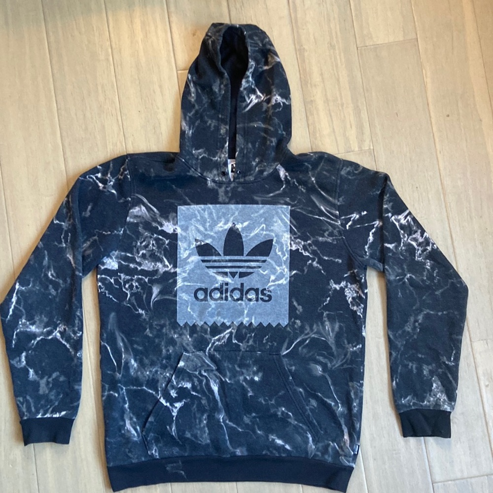 Mens Adidas black marble patterned hoodie